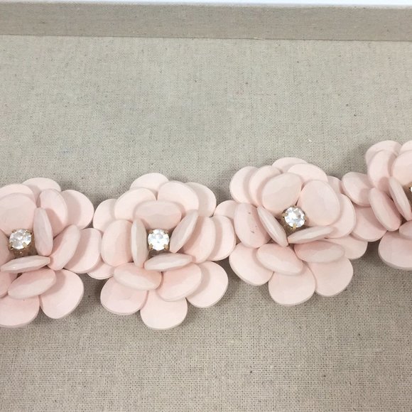 J Crew Pale Pink Rose Flower  Statement Bracelet - Picture 4 of 12